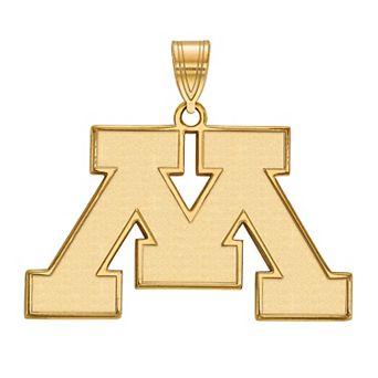 LogoArt Minnesota Golden Gophers Sterling Silver 14K Gold Plated Large Pendant