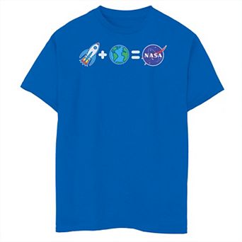 Boys 6-20 NASA Rocket Plus Planet Earth Equals NASA Emoji Graphic Tee