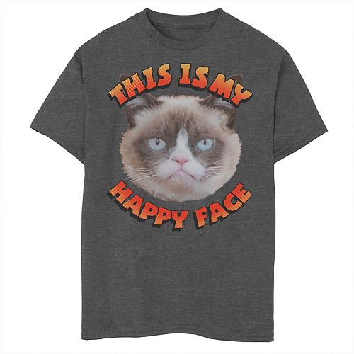 Boys 8 20 Grumpy Cat This Is My Happy Face Graphic Tee - nope cat roblox