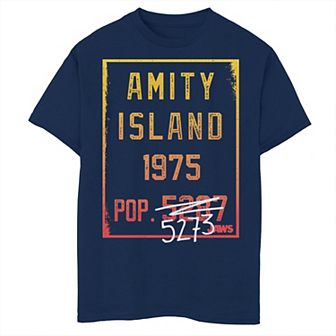 Boys 8-20 Jaws Amity Island Population Change Sign Gradient Graphic Tee