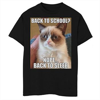 Boys 8 20 Grumpy Cat Back To School Back To Sleep Graphic Tee - funny pictures cat attacks ugly cat roblox