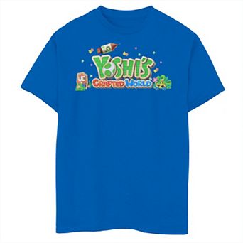 Boys 6-20 Nintendo Yoshi's Crafted World Cardboard Cutout Logo Rocket Graphic Tee