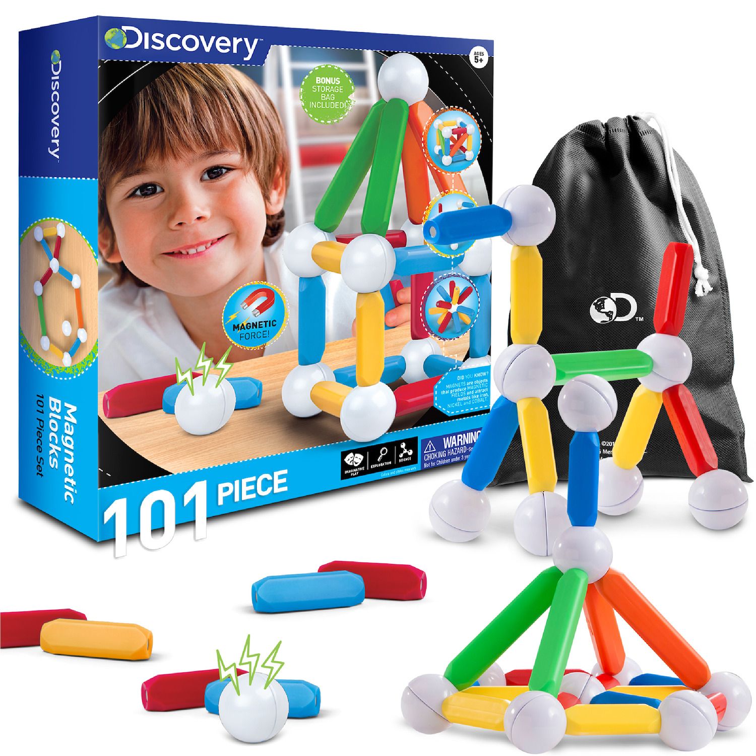 discovery kids 50 piece magnetic tile set