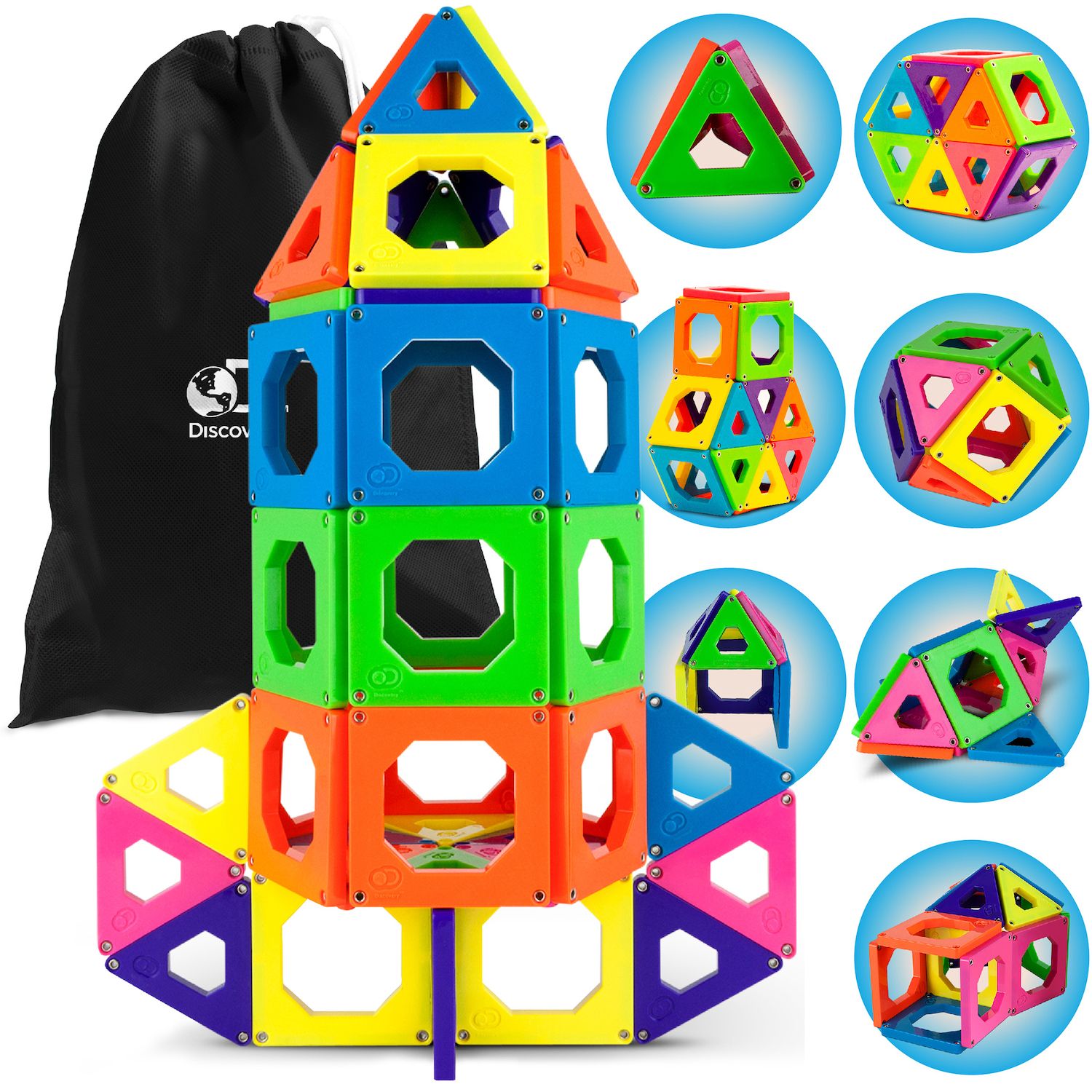 discovery kids 50 piece magnetic tile set