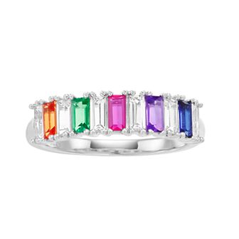 LeRose by Lexi and Rose Sterling Silver Gemstone Baguette Ring