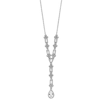LeRose by Lexi and Rose Sterling Silver Lab-Created White Sapphire Linear Necklace