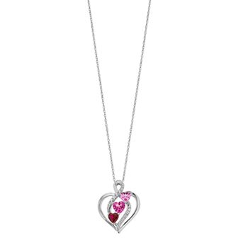 Sterling Silver Lab-Created Gemstone Heart Pendant Necklace