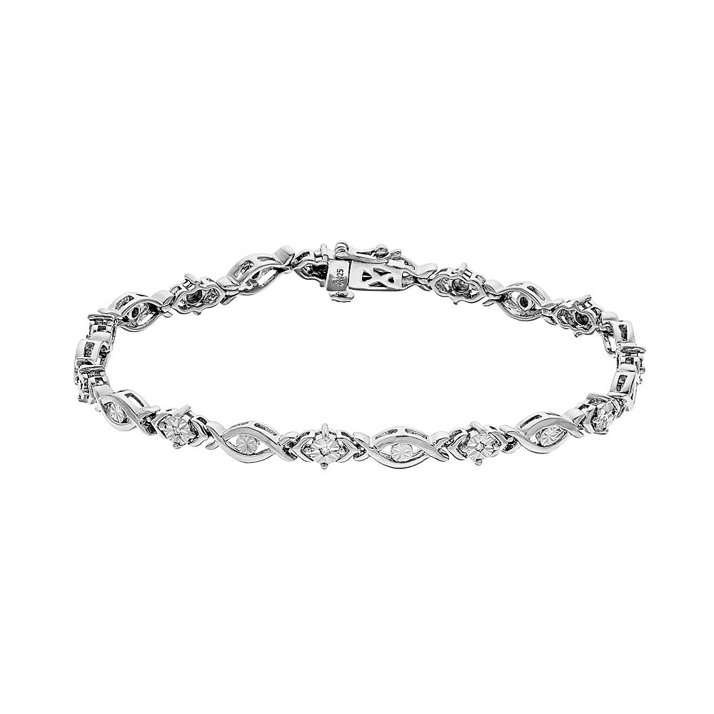Bracelet En Argent Plaqué Or 18K Avec Accent Diamant Marquise - Taille 7.5"