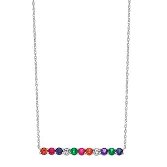 LeRose by Lexi and Rose Sterling Silver Gemstone Bar Necklace