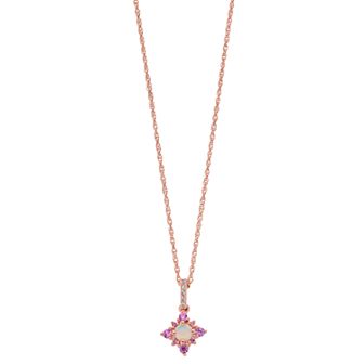 LeRose by Lexi and Rose 14k Rose Gold Over Silver Lab-Created White Opal & Lab-Created Pink Sapphire Pendant