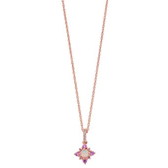 LeRose by Lexi and Rose 14k Rose Gold Over Silver Lab-Created White Opal & Lab-Created Pink Sapphire Pendant