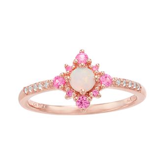 14k Rose Gold Over Silver Lab-Created White Opal Ring