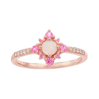 LeRose by Lexi and Rose 14k Rose Gold Over Silver Lab-Created White Opal Ring