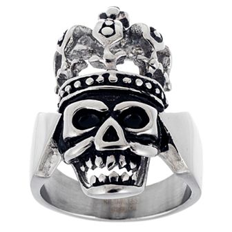 Men's Stainless Steel Skull Ring with Crown