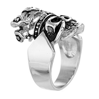 Men's Stainless Steel Skull Ring with Crown