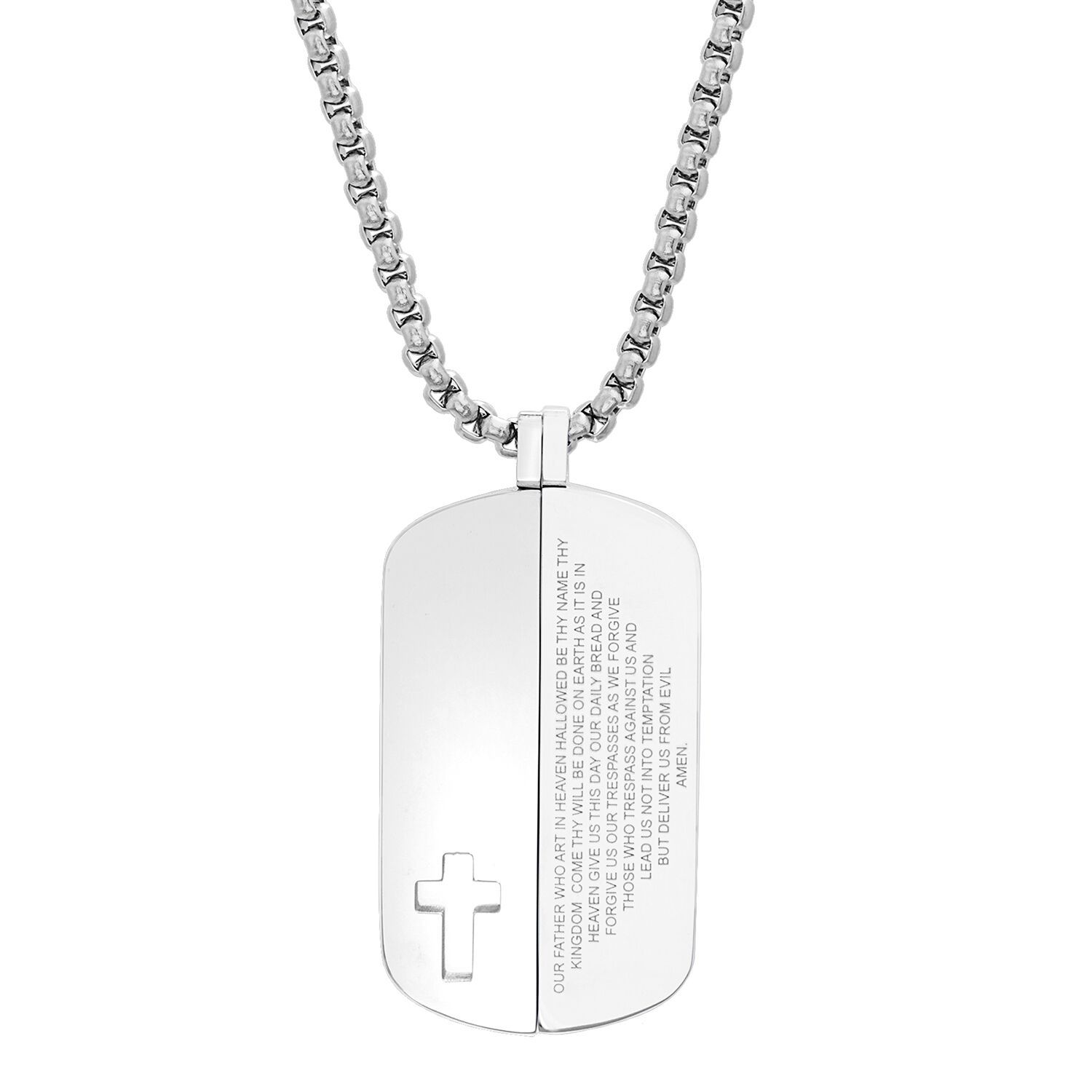 lord's prayer dog tag necklace