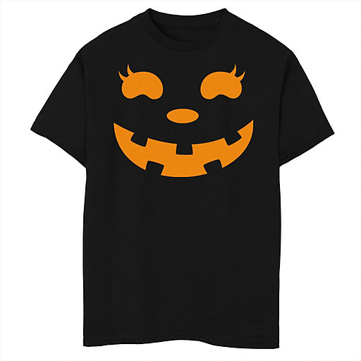 Boys 8 20 Chin Up Halloween Jill O Lantern Pumpkin Face Graphic Tee