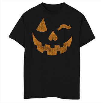 Boys 8-20 Halloween Jack-O'-Lantern Grin Pumpkin Wink Graphic Tee