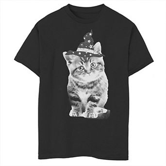 Boys 8-20 Witch Kitten Cute Halloween Graphic Tee
