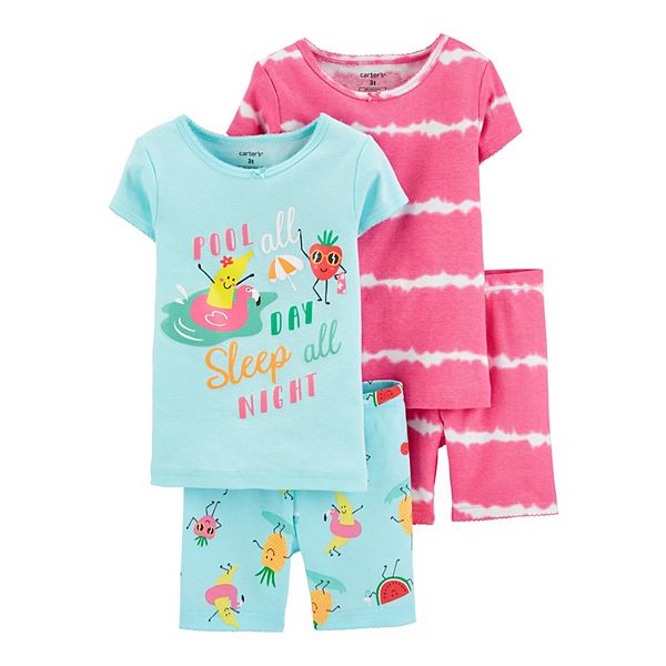 Toddler Girl Carter's 4 Piece Pineapple Tie Dye Pajama Set