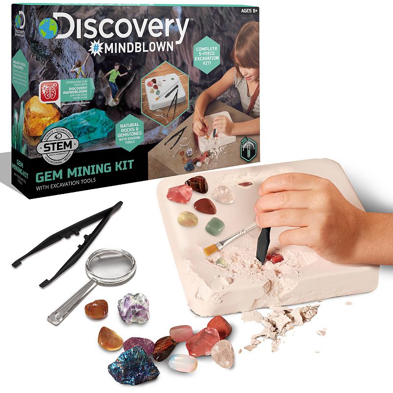 Discovery Kids Gemstone Excavation Kit, Chalk Exploration Block with 6 Semi