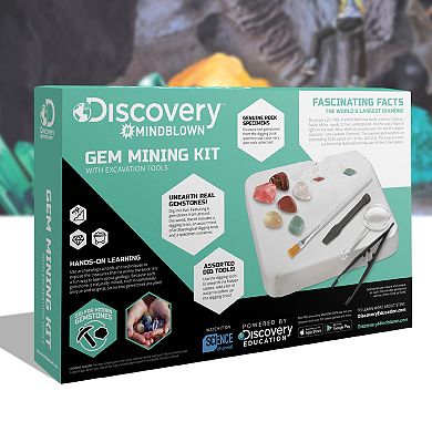 Discovery Kids Gemstone Excavation Kit, Chalk Exploration Block with 6 Semi Precious Minerals & Crystals