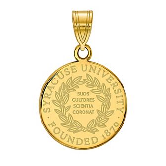 LogoArt Syracuse Orange Sterling Silver 14K Gold Plated Medium Crest Pendant