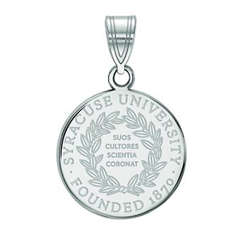 LogoArt Syracuse University Sterling Silver Rhodium Plated Medium Crest Pendant
