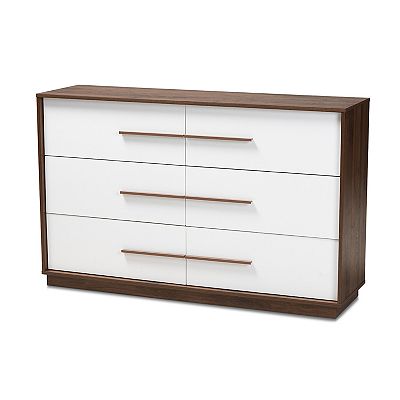 medium brown dresser Iris Dresser Wood Light Brown Set of 3 Mid-Century main image 1
