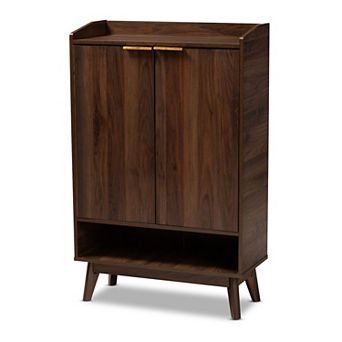 Baxton Studio Lena Medium Brown Shoe Cabinet