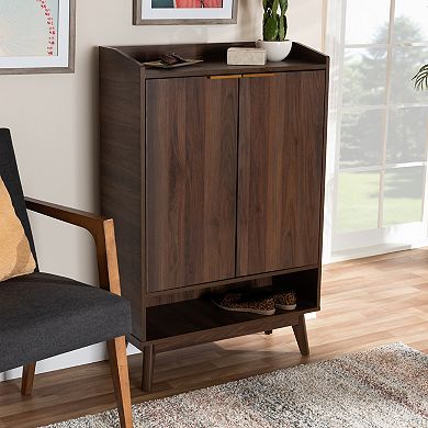 Baxton Studio Lena Medium Brown Shoe Cabinet