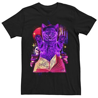 Men's Halloween Evil Purple Witch Cat Tee
