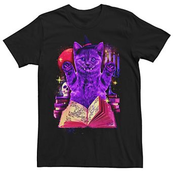 Men's Halloween Evil Purple Witch Cat Tee