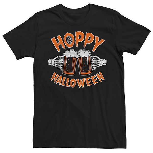 Men's Hoppy Halloween Beer Mugs Skeleton Tee