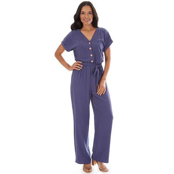 Women's Apt. 9® Button Front Dolman Jumpsuit with Sash