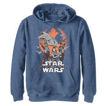 Boys 8-20 Star Wars Last Jedi Rey Finn Poe Falcon Retro Rebel Hoodie