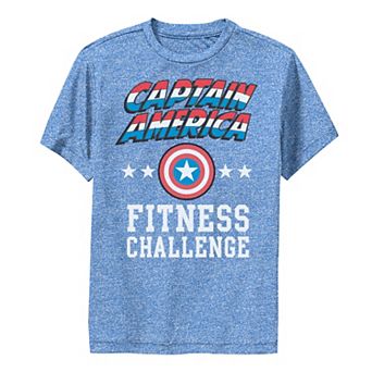 Boys 6-20 Marvel Captain America Fitness Challenge Weight Lift Performance Tee