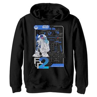 Boys 8-20 Star Wars Last Jedi R2-D2 Droid Unrendered Schematic Hoodie