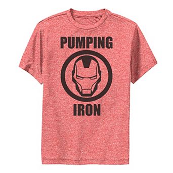 Boys 8-20 Marvel Iron Man Pumping Iron Logo Performance Tee