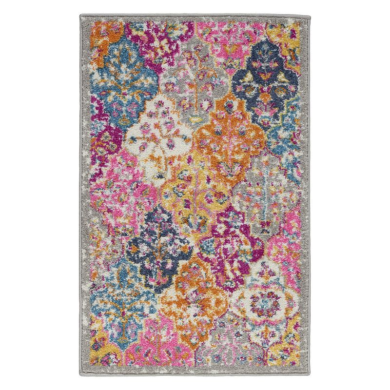 Nourison Passion Modern Quilt Multicolor Area Rug, 8Ft Rnd