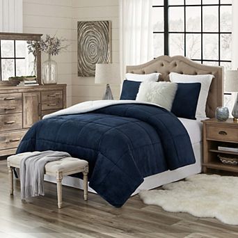 Swift Home Trendy Reversible Ultra Plush Faux Fur & Sherpa Comforter Set