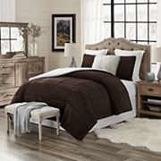 swift home Premium Ultra-Soft 3-Piece Grey Faux Fur Reverse to Sherpa  Full/Queen Comforter and Sham Set SHCM3-002-FQGR - The Home Depot