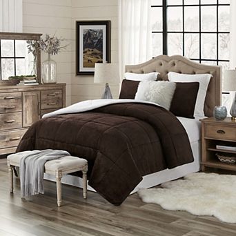Swift Home Trendy Reversible Ultra Plush Faux Fur & Sherpa Comforter Set
