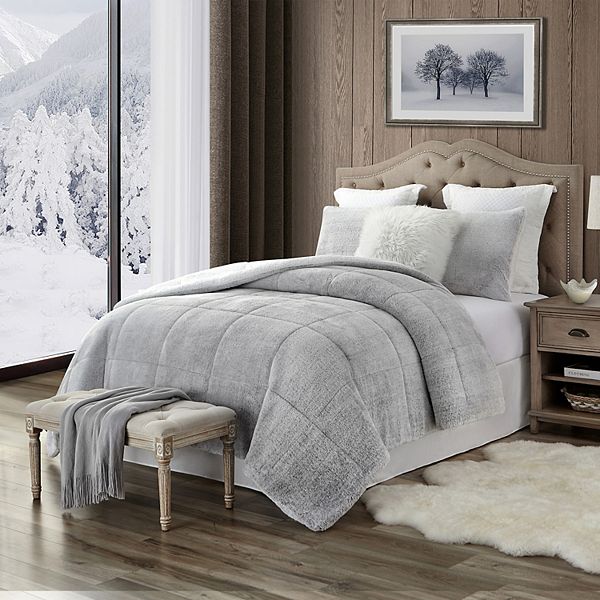 Swift Home Trendy Reversible Ultra Plush Faux Fur & Sherpa Comforter Set