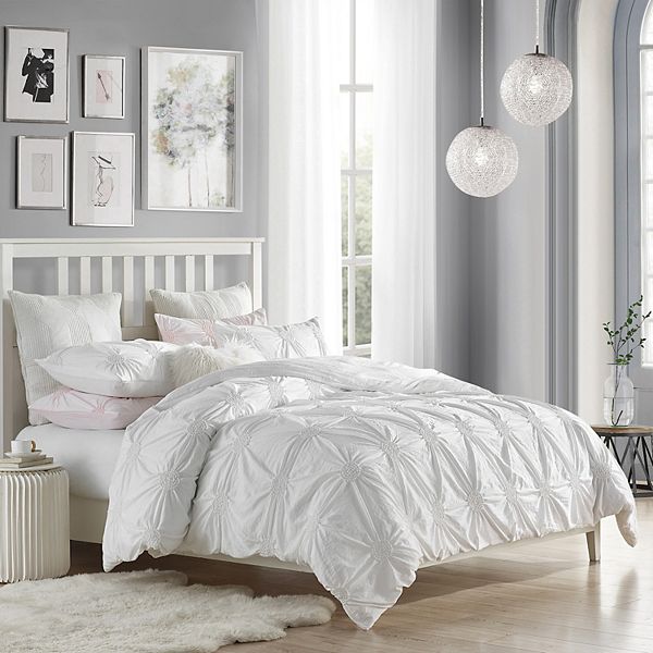 Swift Home Charming Ruched Pintuck, White Ruched Duvet Cover Full
