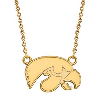 LogoArt Sterling Silver 14K Gold Plated Iowa Hawkeyes Small Pendant