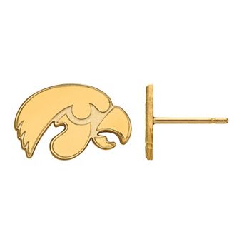 LogoArt Sterling Silver 14k Gold Plated Iowa Hawkeyes XS Post Earrings