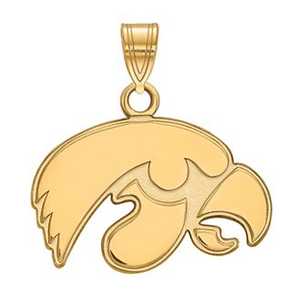 LogoArt Sterling Silver 14k Gold Plated Iowa Hawkeyes Small Pendant