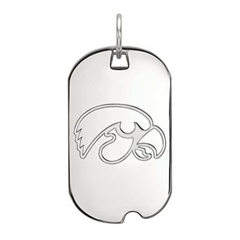LogoArt 14k White Gold Iowa Hawkeyes Small Dog Tag