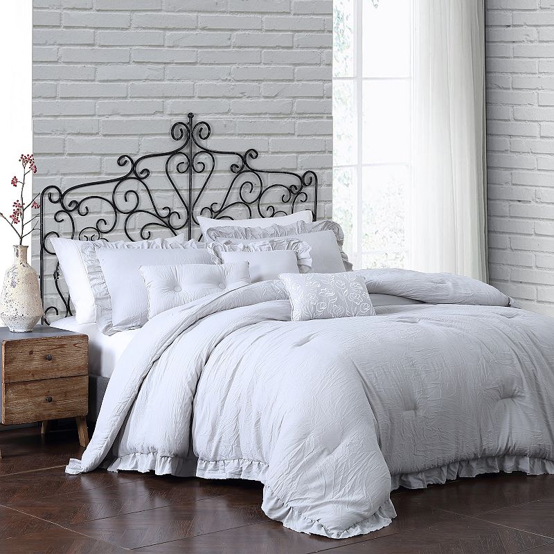 Davina Enzyme Washed Comforter Set, Grey, Queen